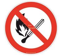 AUA SIGNALETIQUE - Panneau Flammes Nues interdites, défense de Fumer - Ø 200 mm, PVC 1.5mm