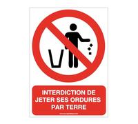 AUA SIGNALETIQUE - Panneau Interdiction de Jeter Ses ordures par Terre-AI - 150x210 mm, Aluminium Dibond 3mm