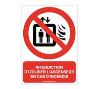 AUA SIGNALETIQUE - Panneau Interdiction d'utiliser l'ascenseur en cas d'incendie-AI - 210x300 mm, Vinyl adhésif
