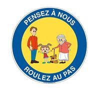 AUA SIGNALETIQUE - Panneau Interdiction - Panneau de Sécurité Circulaire En PVC - (Ø 300 mm, Pensez à Nous Roulez au Pas Famille)