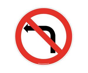 AUA SIGNALETIQUE - Panneau Interdit de tourner à gauche - Ø 330mm, PVC 1.5mm