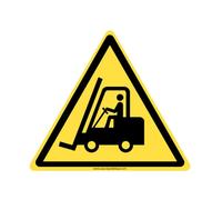 AUA SIGNALETIQUE - Panneau ISO 7010 Danger, Chariots élévateurs à Fourche et Autres véhicules industriels W014-350x350 mm, Aluminium Dibond 3mm