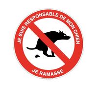 AUA SIGNALETIQUE - Panneau je suis responsable de mon chien je ramasse. - Ø 130 mm, Aluminium Dibond 3mm