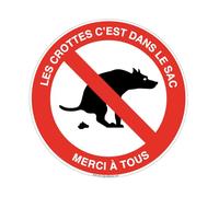 AUA SIGNALETIQUE - Panneau Les crottes c'est dans le sac. Merci à tous - Ø 130 mm, Aluminium Dibond 3mm