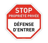 AUA SIGNALETIQUE - Panneau octogonal Stop Propriété Privée Défense d'Entrer - Ø 180 mm, Vinyl adhésif
