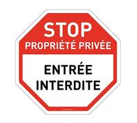 AUA SIGNALETIQUE - Panneau octogonal Stop Propriété Privée Entrée Interdite - Ø 270 mm, Vinyl adhésif