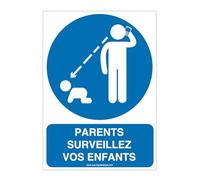 AUA SIGNALETIQUE - Panneau Parents surveillez vos enfants-AI - 150x210 mm, PVC 1.5mm