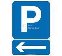 AUA SIGNALETIQUE - Panneau Parking Flèche Direction Gauche - 450x630 mm, Aluminium Dibond 3mm