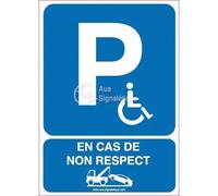 AUA SIGNALETIQUE - Panneau Parking Handicapés Risques de Fourrière-AI - 150x210 mm, Aluminium Dibond 3mm