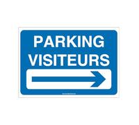 AUA SIGNALETIQUE - Panneau Parking visiteurs à droite - 300x210 mm, PVC 1.5 mm