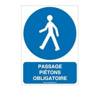 AUA SIGNALETIQUE - Panneau Passage obligatoire pour piétons Vertical - 150x210 mm, Vinyl adhésif