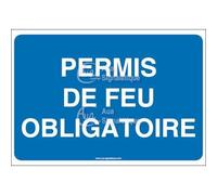 AUA SIGNALETIQUE - Panneau Permis de feu obligatoire - 150x105 mm, Vinyl adhésif