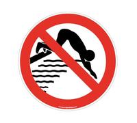 AUA SIGNALETIQUE - Panneau Plongeon interdit - Ø 230 mm, PVC 1.5mm