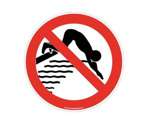 AUA SIGNALETIQUE - Panneau Plongeon interdit - Ø 230 mm, PVC 1.5mm