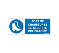 AUA SIGNALETIQUE - Panneau Port de Chaussures de Sécurité Obligatoire-H - 200x75 mm, Vinyl adhésif