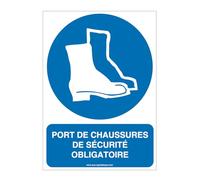 AUA SIGNALETIQUE - Panneau Port de Chaussures de Sécurité Obligatoire-V - 300x420 mm, Aluminium Dibond 3mm