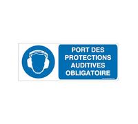 AUA SIGNALETIQUE - Panneau Port des Protections Auditives Obligatoire - 480x180 mm, Aluminium Dibond 3mm