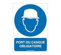AUA SIGNALETIQUE - Panneau Port du Casque Obligatoire Vertical - 210x300 mm, PVC 1.5mm