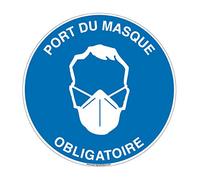 AUA SIGNALETIQUE - Panneau Port du masque obligatoire circulaire (Ø 130 mm, Vinyl adhésif)