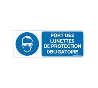 AUA SIGNALETIQUE - Panneau Port obligatoire des Lunettes de Protection - 320x120 mm, PVC 1.5mm