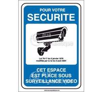 AUA SIGNALETIQUE - Panneau pour Votre sécurité Espace placé sous Surveillance vidéo - 150x210 mm, Aluminium Dibond 3mm