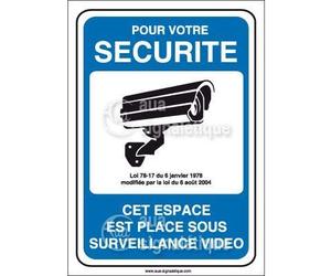 AUA SIGNALETIQUE - Panneau pour Votre sécurité Espace placé sous Surveillance vidéo - 150x210 mm, Vinyl adhésif