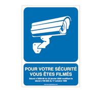 AUA SIGNALETIQUE - Panneau pour votre sécurité vous êtes filmés vertical - 150x210 mm, PVC 1.5mm
