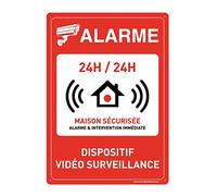AUA SIGNALETIQUE - Panneau Prépercé (4 Trous) avec Angles arrondis - PVC Rigide 1.5 mm - (150x210 mm, Alarme Dispositif Vidéo Surveillance)