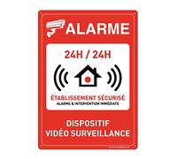 AUA SIGNALETIQUE - Panneau Prépercé (4 Trous) avec Angles arrondis - PVC Rigide 1.5 mm - (150x210 mm, Alarme Etablissement Sécurisé)