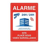 AUA SIGNALETIQUE - Panneau Prépercé (4 Trous) avec Angles arrondis - PVC Rigide 1.5 mm - (150x210 mm, Alarme Site sous vidéo Surveillance)