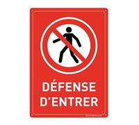 AUA SIGNALETIQUE - Panneau Prépercé (4 Trous) avec Angles arrondis - PVC Rigide 1.5 mm - (150x210 mm, Défense d'entrer)