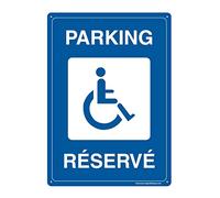 AUA SIGNALETIQUE - Panneau Prépercé (4 Trous) avec Angles arrondis - PVC Rigide 1.5 mm - (150x210 mm, Parking Réservé Handicapés)