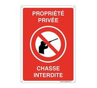 AUA SIGNALETIQUE - Panneau Prépercé (4 Trous) avec Angles arrondis - PVC Rigide 1.5 mm - (150x210 mm, Propriété Privée Chasse Interdite)