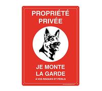 AUA SIGNALETIQUE - Panneau Prépercé (4 Trous) avec Angles arrondis - PVC Rigide 1.5 mm - (150x210 mm, Propriété Privée - Je Monte la Garde)