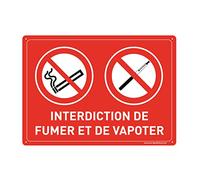 AUA SIGNALETIQUE - Panneau Prépercé (4 Trous) avec Angles arrondis - PVC Rigide 1.5 mm - (210 x 150 mm, Interdiction de Fumer et de Vapoter)