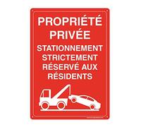 AUA SIGNALETIQUE - Panneau Prépercé (4 Trous) avec Angles arrondis - PVC Rigide 1.5 mm - (210x300 mm, Stationnement Réservé - Propriété Privée)