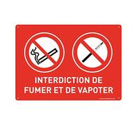 AUA SIGNALETIQUE - Panneau Prépercé (4 Trous) avec Angles arrondis - PVC Rigide 1.5 mm - (300 x 210 mm, Défense de Fumer et de Vapoter)