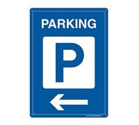 AUA SIGNALETIQUE - Panneau Prépercé avec Angles arrondis - Parking Flèche à Gauche - 150x210 mm, Aluminium Dibond 3mm