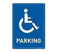AUA SIGNALETIQUE - Panneau Prépercé avec Angles arrondis - Parking Handicapés - 150x210 mm, Aluminium Dibond 3mm