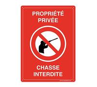 AUA SIGNALETIQUE - Panneau Prépercé avec Angles arrondis - Propriété Privée - Chasse Interdite - 300x420 mm, Aluminium Dibond 3mm