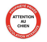 AUA SIGNALETIQUE - Panneau Propriété Privée Attention au Chien Circulation Interdite - Ø 180 mm, Aluminium Dibond 3mm