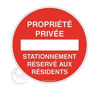 AUA SIGNALETIQUE - Panneau propriété privée stationnement réservé aux résidents - Ø 330 mm, Aluminium Dibond 3mm