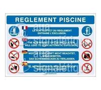 AUA SIGNALETIQUE - Panneau Règlement Piscine - 300x210 mm, PVC 1.5 mm