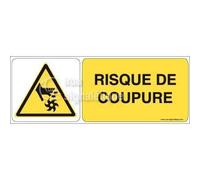AUA SIGNALETIQUE - Panneau Risque de Coupure - 200x75 mm, Vinyl adhésif