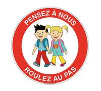 AUA SIGNALETIQUE - Panneau Roulez au Pas - Pensez à Nous - Ø 180 mm, Aluminium Dibond 3mm