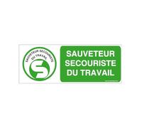 AUA SIGNALETIQUE - Panneau Sauveteur Secouriste du Travail - B - 200x75 mm, Vinyl adhésif