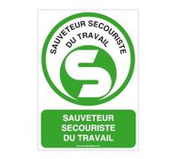 AUA SIGNALETIQUE - Panneau Sauveteur Secouriste du Travail Vertical - 300x420 mm, PVC 1.5mm