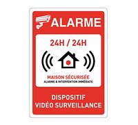 AUA SIGNALETIQUE - Panneau Signalisation avec Coins arrondis - Alarme Dispositif Vidéo Surveillance Maison Sécurisée - 210x300 mm, PVC 1.5mm