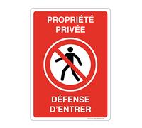 AUA SIGNALETIQUE - Panneau Signalisation avec Coins arrondis - Défense d' Entrer Propriété Privée - 150x210 mm, Vinyl adhésif
