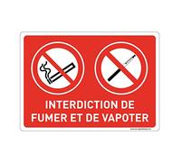 AUA SIGNALETIQUE - Panneau Signalisation avec Coins Arrondis - Interdiction de Fumer Et De Vapoter - 300 x 210 mm, Aluminium Dibond 3mm